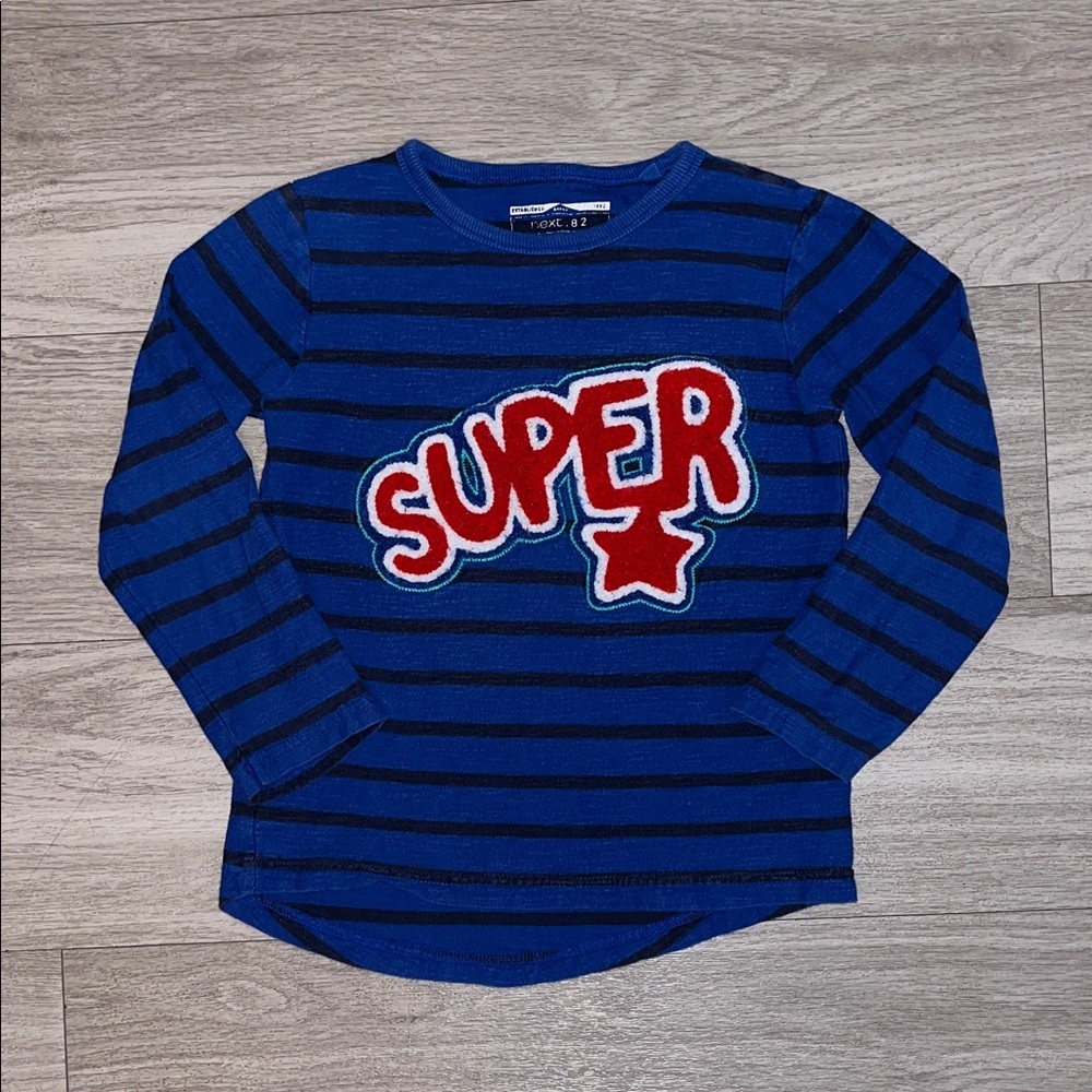 Next Direct Kids 5-6 Y Blue and Black Striped 'Super' Long Sleeve Tee